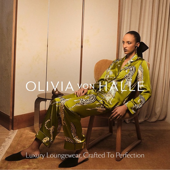 Olivia von Halle Lavender Yves Silk Pajamas Pyjamas Set New with Tags L - Picture 10 of 15